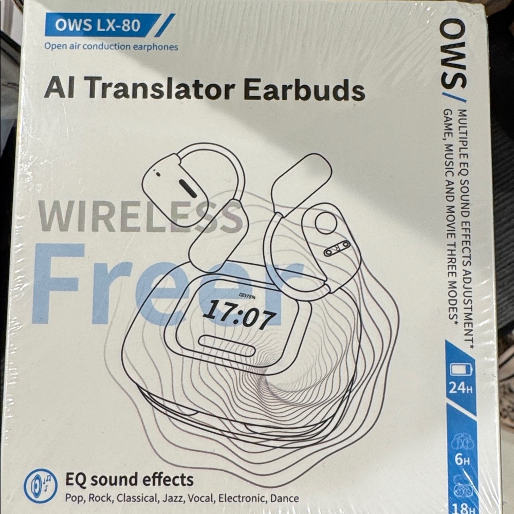 LX-80  AI Translator Earbuds White New in Box Touchscreen case